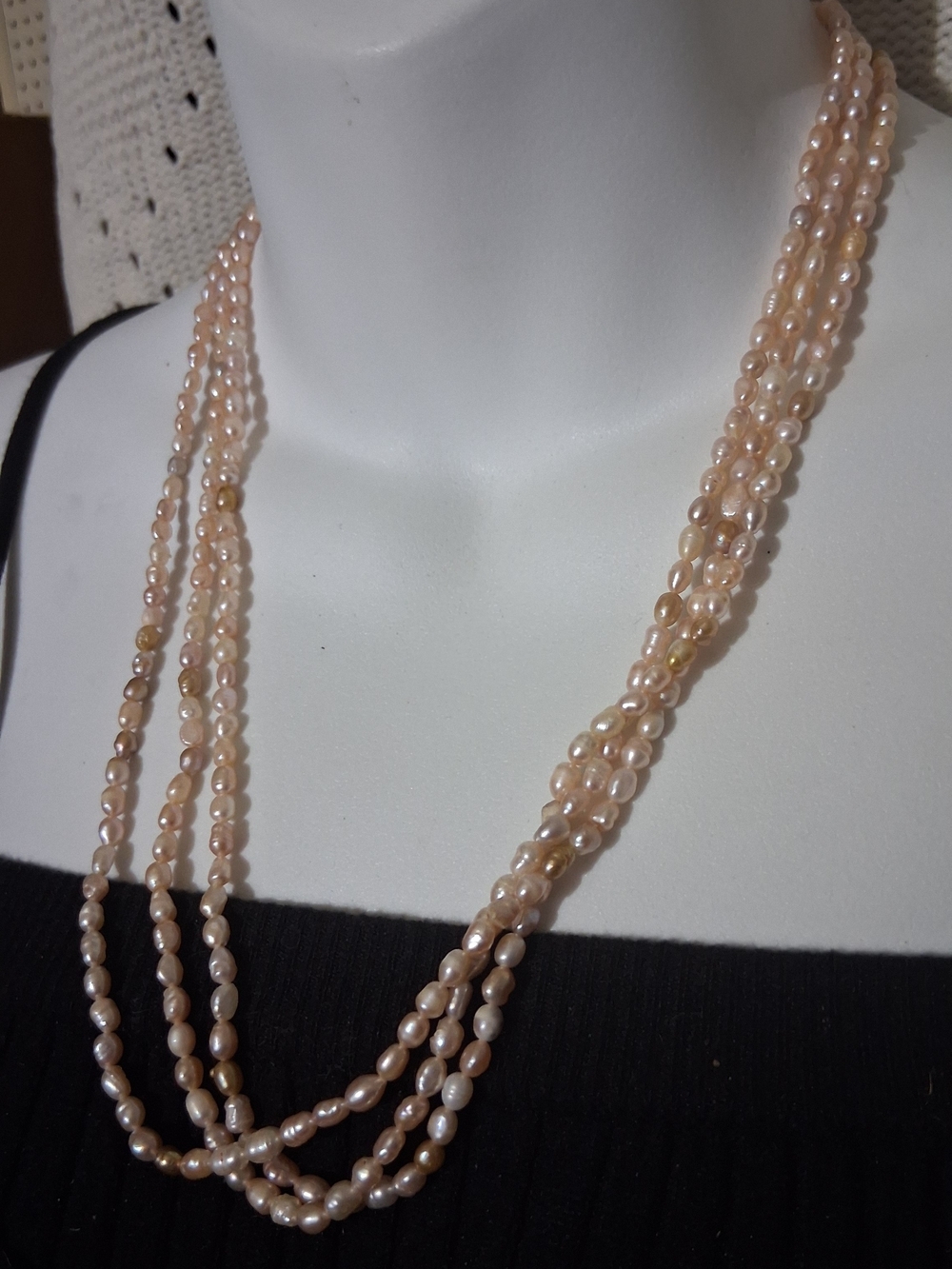 Multi-Strand Blush Pearl Necklace - Unbranded Vintage
